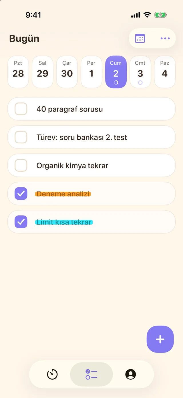 Fosforlu kalemle çizilmiş görevler
